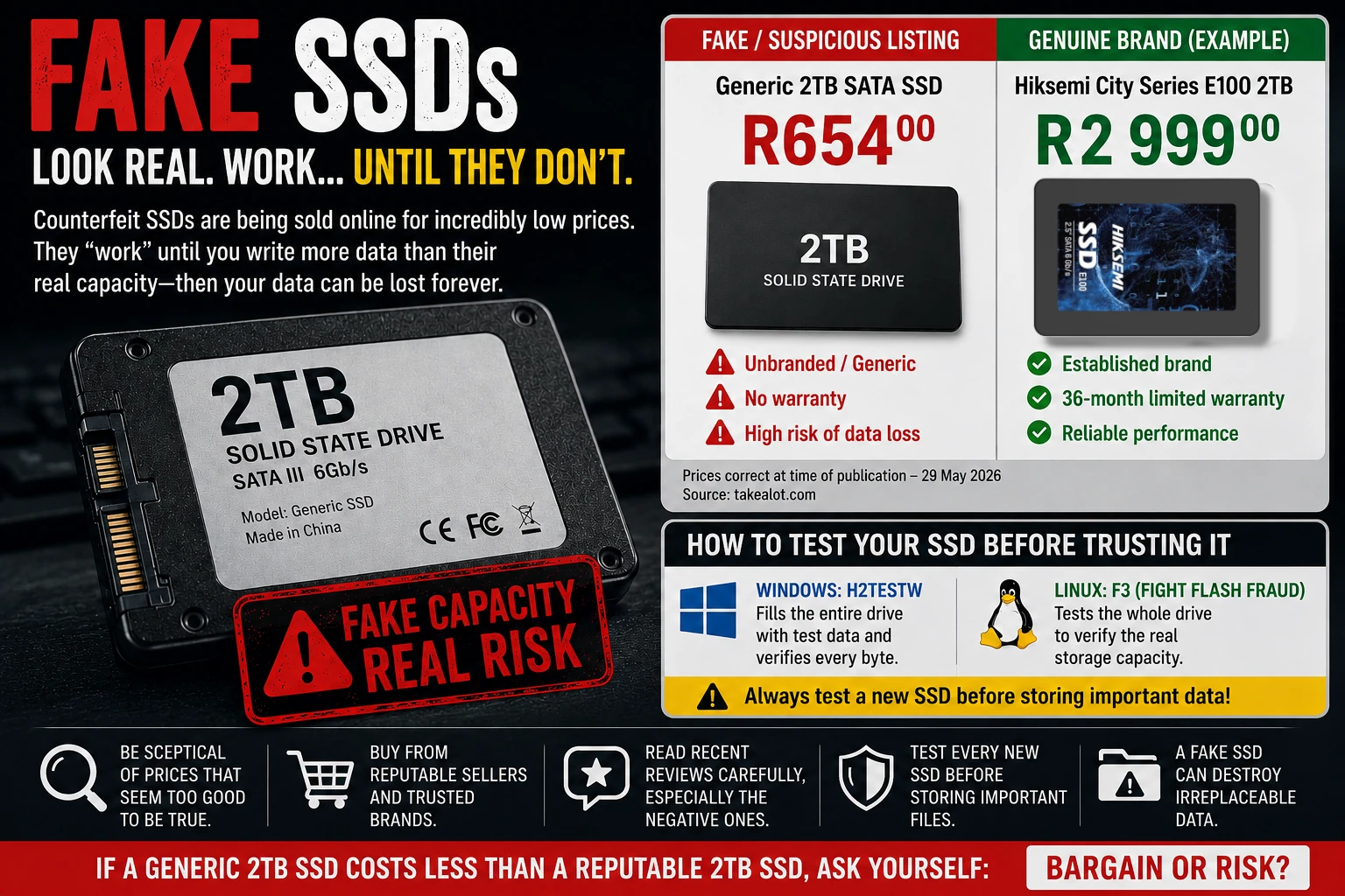 Counterfeit 2.5-inch SATA SSD